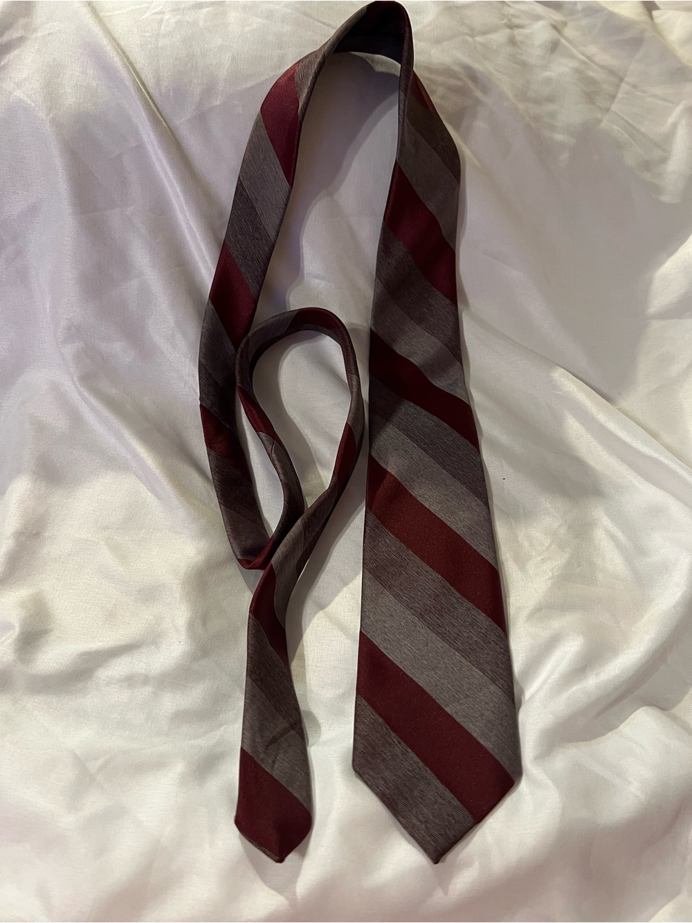 Wembley Burgundy and Gray Diagonal Stripe Men's Tie